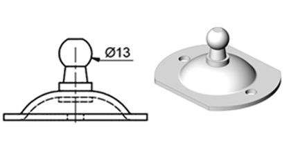 Technical drawing - Endfitting - Brackets ball Technical drawing - Endfitting - Brackets ball