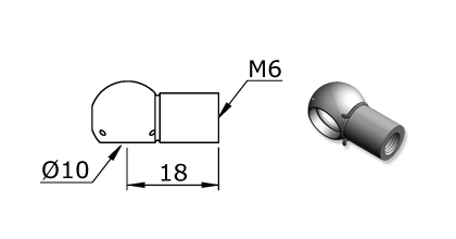 Technical drawing - Endfitting - Ballsocket Technical drawing - Endfitting - Ballsocket