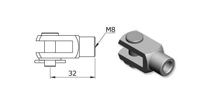 Technical drawing - Endfitting - Clevis Technical drawing - Endfitting - Clevis